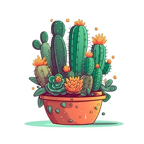 Planta De Dibujo Lineal De Cactus PNG Dibujos Animados Cómic Flores