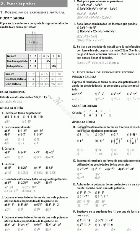 Potencias Y Raices Numeros Aproximados Eso Tercero De Secundaria