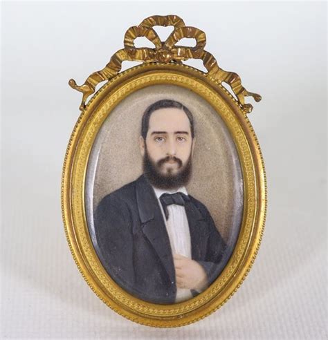 Ritratto Di Nobiluomo Con Barba Antica Piccola Miniatura Ovale