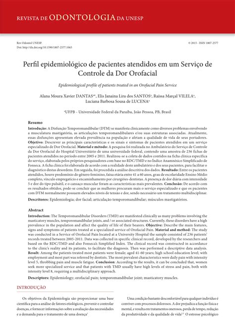 PDF Perfil epidemiológico de pacientes atendidos em um Serviço de