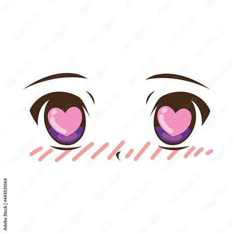 anime eyes with hearts Stock Vector | Adobe Stock