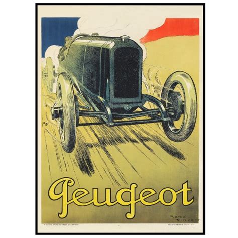 Plakat na ścianę Stare Samochody Peugeot Duży A2 Plakat Wyścigi