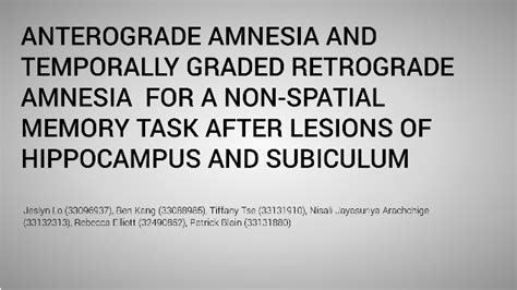 Anterograde Amnesia and Temporally Graded Retrograde at emaze Presentation