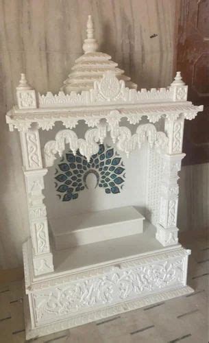 Indoor Traditional 3 Feet White Marble Temple For Home Size 42x24 At