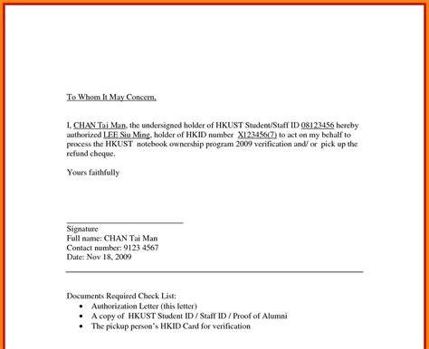 Authorization Letter Template To Collect Cheque