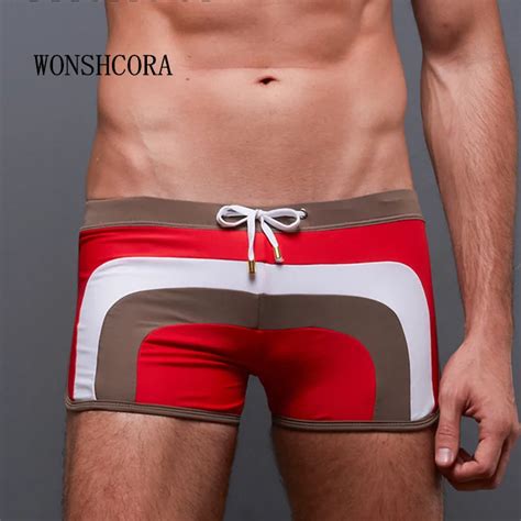 Wonshcora Brand Sexy Male Swim Briefs Low Rise Mens Nylon Swimwear