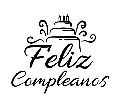 Happy Birthday In Spain Lettering In Spanish With Cake And Curlicues