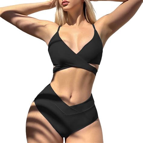 Szxzygs Swimsuit Women Plus Size Women S New Bikini Solid Lace Up Sexy