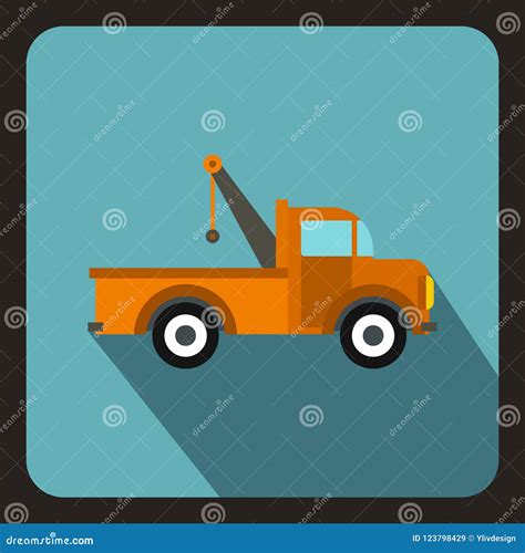 Car Towing Truck Icon Flat Style Stock Illustration Illustration Of