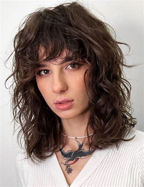 Mid Length Naturally Wavy Hair With Bangs Mid Length Hair With Bangs