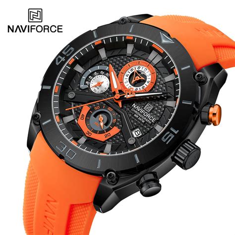 Naviforce Rel Gio Homem Quartzo Luminoso De Silicone De Pulso Masculino