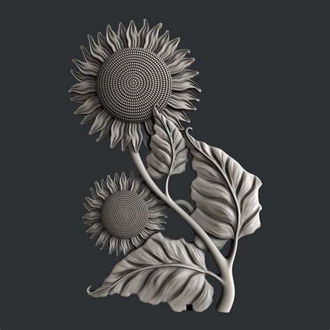 D Stl Models For Cnc Router Sunflower Etsy India