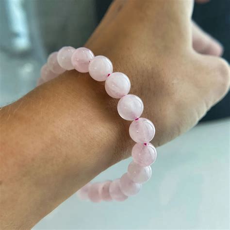 Rose Quartz Bead Bracelet Natural Stones Jewelry 35 Sale