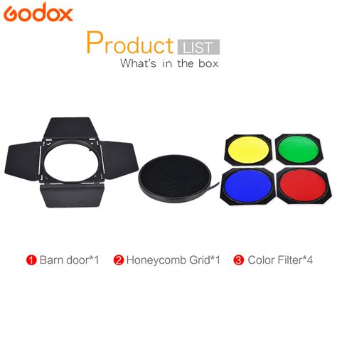 Godox Bd Barn Door Honeycomb Grid Color Fil Grandado