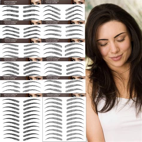 Amazon 77Pairs Eyebrow Tattoo Stickers 4D Hair Like Waterproof