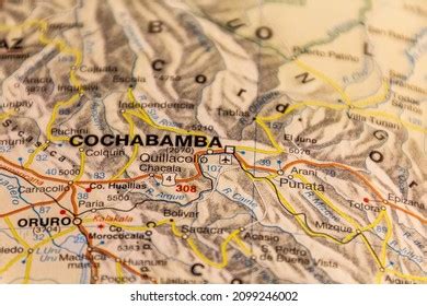 Cochabamba Bolivia On Road Map Stock Photo 2099246002 | Shutterstock