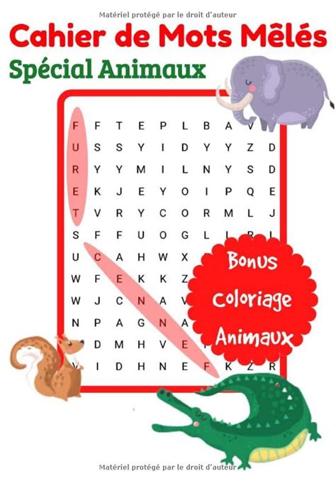 Cahier De Mots M L S Sp Cial Animaux Bonus Coloriage Animaux Puzzle