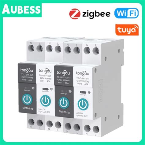 Zigbee Wifi Tuya Smart Switch 1p 63a Rail Circuit Breaker Switches With Metering For Smart Home