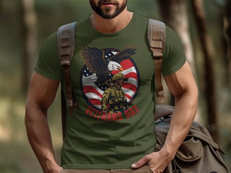 Patriotic Veterans Day T-shirt, American Eagle and Soldier, USA Flag ...