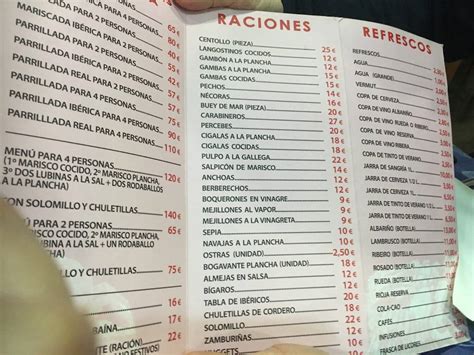 Carta De Restaurante Cocedero De Marisco Emiliano Villalbilla