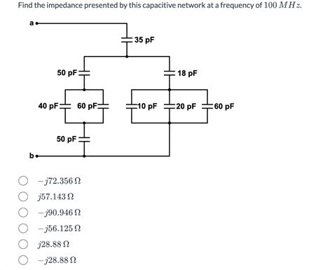 Solved Find The Impedance Presented By This Capacitive Chegg