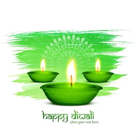 Fondo De Diya Verde Hermoso Para La Ocasi N Feliz Diwali Vector Gratis