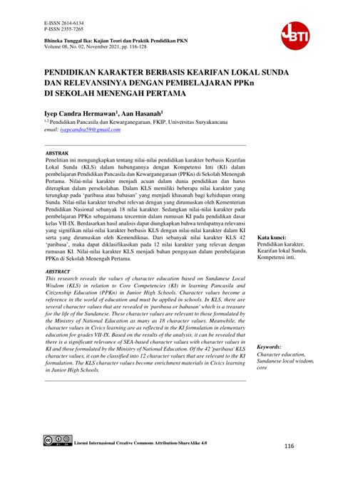 Pdf Pendidikan Karakter Berbasis Kearifan Lokal Sunda Dan