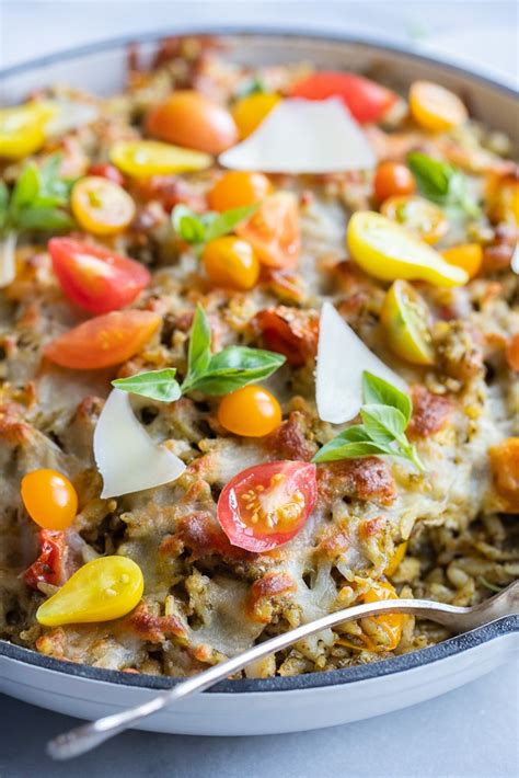 Baked Pesto Orzo With Cherry Tomatoes And Feta Cheese She Likes Food