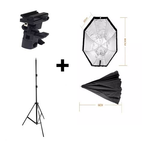 Kit Softbox Octa 80cm Tripé até 2 8m Suporte sombrinha Tipo B