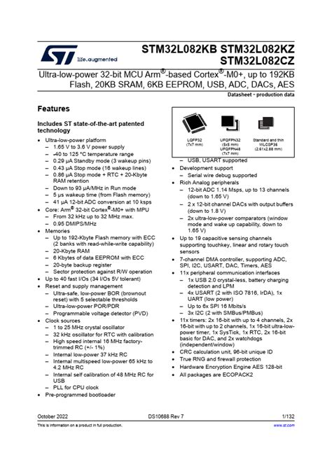 Stm32l082kb Stmicroelectronics Mcu Hoja De Datos Ficha Técnica