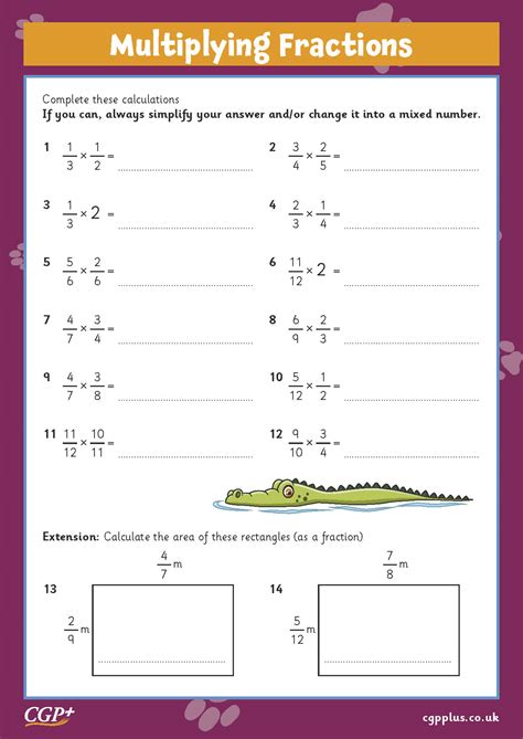 Multiplying Fractions Fluency Stretch Year Cgp Plus Worksheets