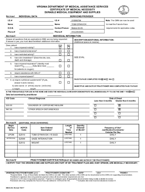 Fillable Online Certificate Of Medical Necessity Dme And Supplies Cmn Dmas 352 352