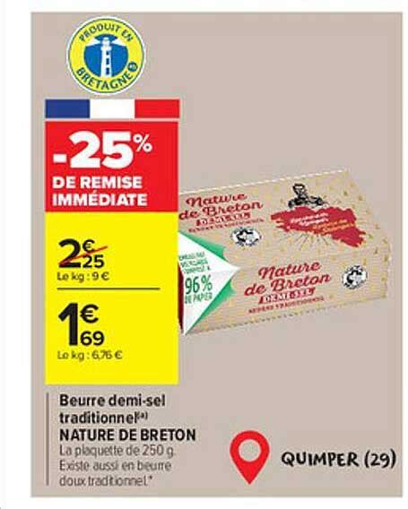 Promo Beurre Demi Sel Traditionnel Nature De Breton De Remise