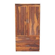 Caspian Modern Solid Wood Wardrobe Clothing Armoire With Shelves