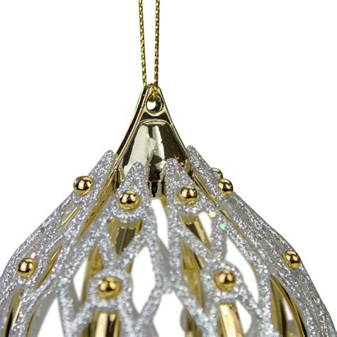 6 Gold And Silver Glittered Christmas Finial Shatterproof Ornament Christmas