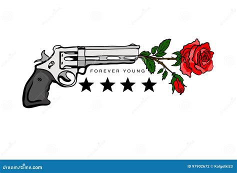 Guns N Roses Tattoo Flash Set Vector Illustration