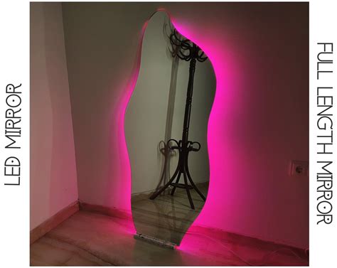 Full Length LED Wavy Mirror Frameless Floor Mirror Full Etsy Wavy