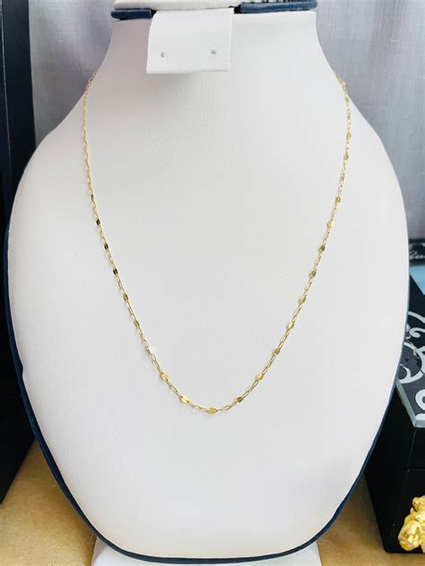 18k Real Gold Mirror Chain Necklace 18 Inches 138 Grams Etsy