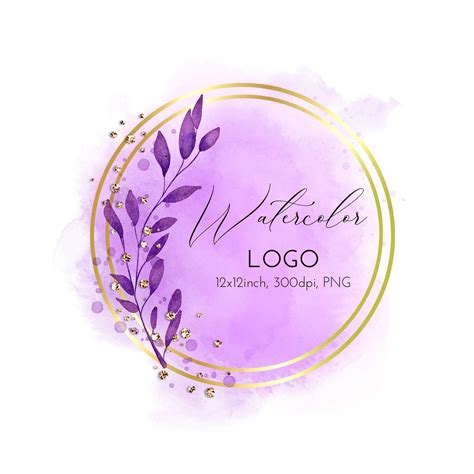 Logo Background Png Purple Stroke Watercolor Gold Frame Clipart