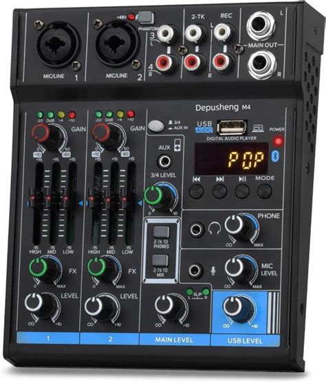 4-Channel USB Interface Mixer, DJ Sound Controller Mini Mixer ...