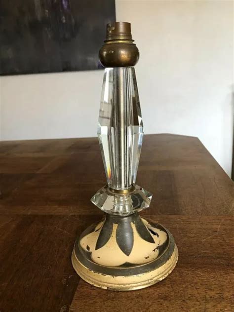 ANCIEN JOLI PIED De Lampe En Cristal Et Métal Peint Art Déco EUR 50 00