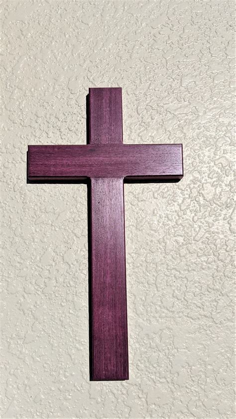 Large Wall Cross Handcrafted From Purpleheart Wood Etsy