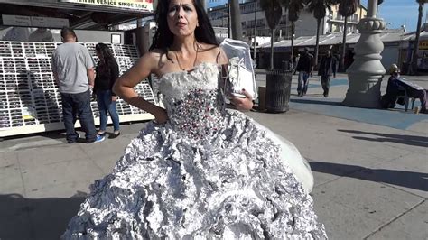 Hand Made Tin Foil Dress Venice Beach California Jan 8 2012 Youtube