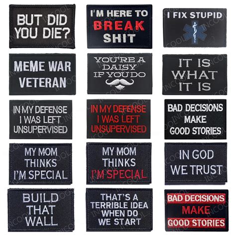 Funny Words Embroidery Patch Army Military Morale Patches Tactical Combat Emblem Appliques