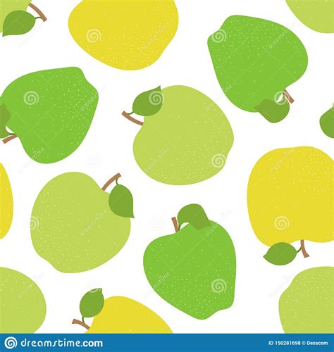 Apple Seamless Pattern Hand Drawn Fresh Fruit Vector Sketch