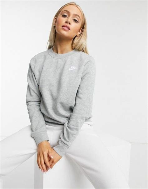 Nike Gray Club Crew Neck Sweatshirt Asos In 2021 Crew Neck