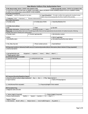 Fillable Online Nm Uniform Prior Authorization Form Fax Email Print