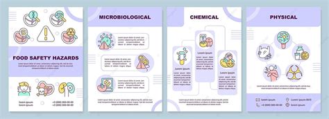 Food Safety Hazards Purple Brochure Template Concept Page Haccp Vector