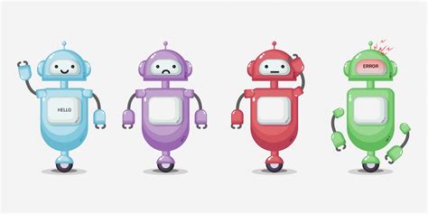 Premium Vector Cute Robot Character Set