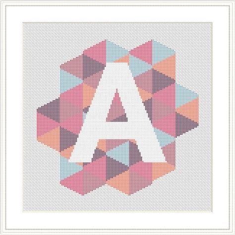 Cross Stitch Letters A Monogram Cross Stitch Geometric Cross Etsy